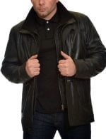 Guy Laroche Δερμάτινο Jacket Lamb Μαύρο