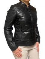 Markos Leather Bomber Puffer  Γυναικείο Μπουφάν Μαύρο