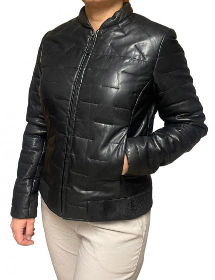 Markos Leather Bomber Puffer  Γυναικείο Μπουφάν Μαύρο