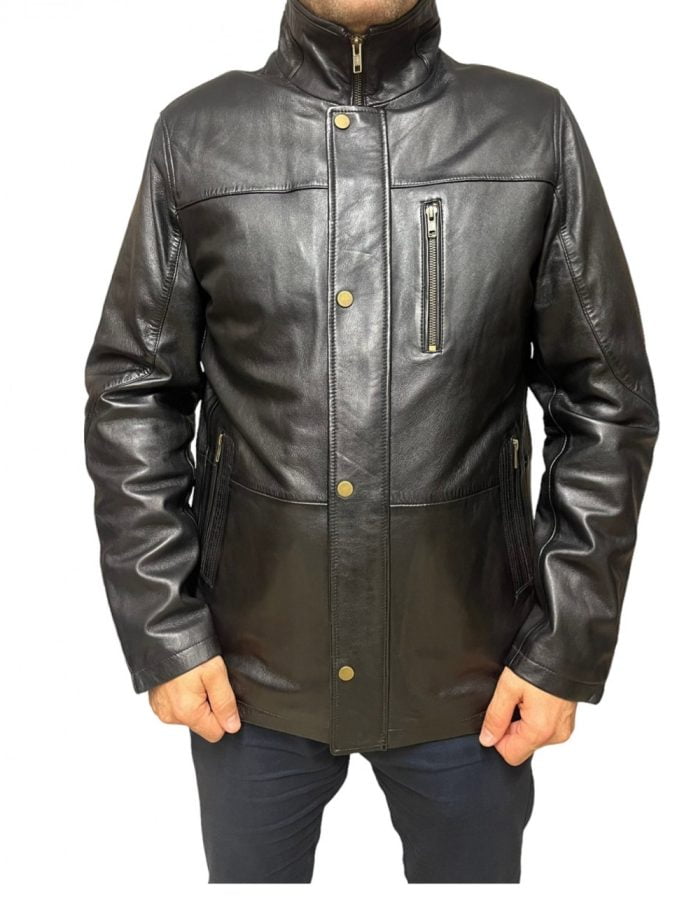 Markos Leather Ανδρικό Δερμάτινο Jacket Μαύρο