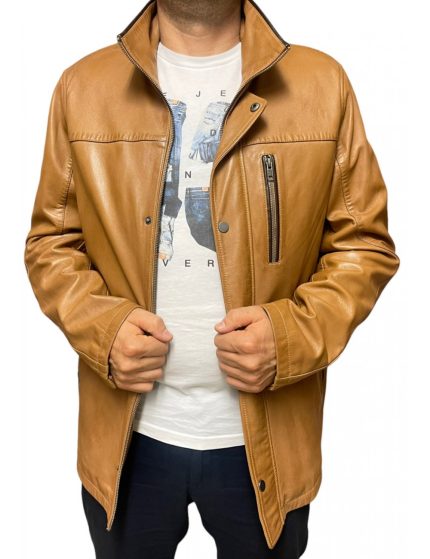 Markos Leather Ανδρικό Δερμάτινο Jacket Ταμπά