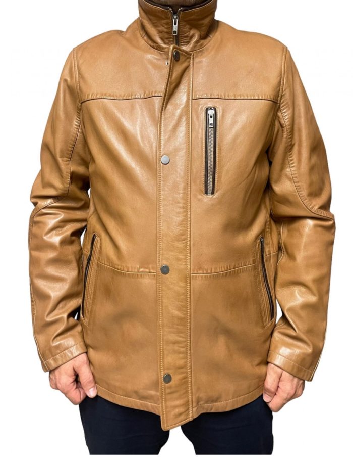 Markos Leather Ανδρικό Δερμάτινο Jacket Ταμπά