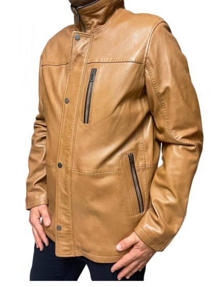 Markos Leather Ανδρικό Δερμάτινο Jacket Ταμπά