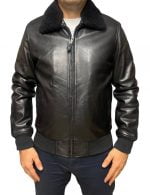 Markos Leather Ανδρικό Δερμάτινο Bomber Μπουφάν Μαύρο