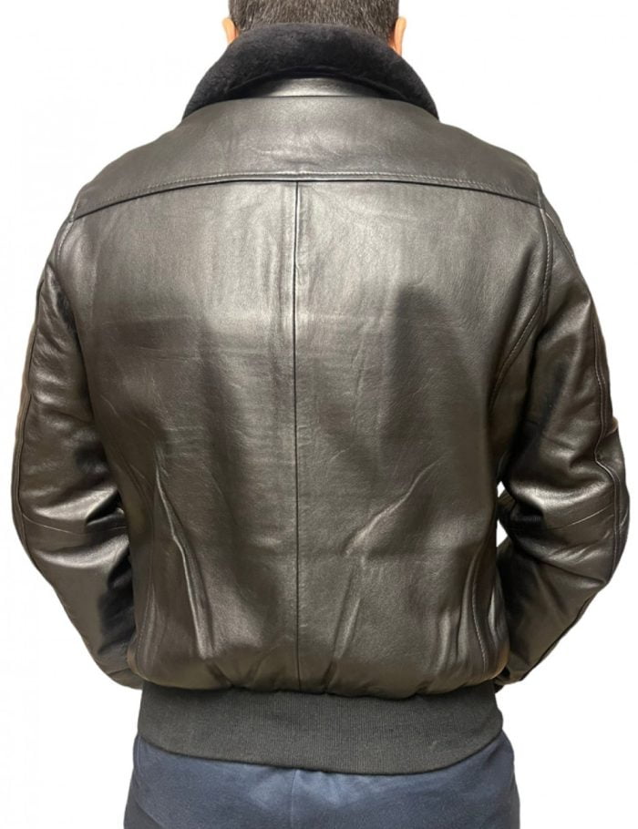 Markos Leather Ανδρικό Δερμάτινο Bomber Μπουφάν Μαύρο