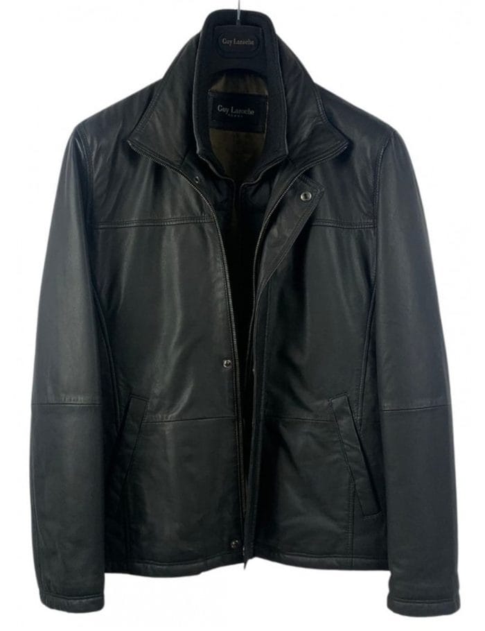 Guy Laroche 832 Δερμάτινο Jacket Lamb Μαύρο