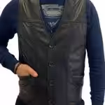 Markos Leather Ανδρικό Δερμάτινο Γιλέκο Μαύρο