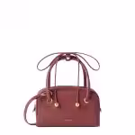 Furla Poppy Dome Δερμάτινη Τσάντα Ώμου Mπορντό