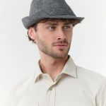 Bugatti Trilby Ανδρικό Μάλλινο Καπέλο με Μοτίβο Ψαροκόκαλο Γκρι