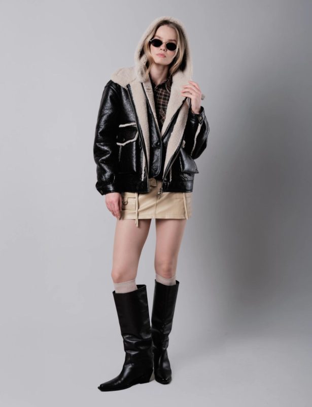 Urbancode Aviator Μπουφάν με Κουκούλα Μαυρο