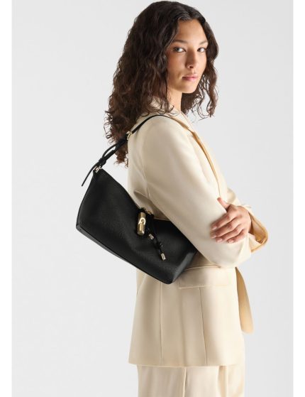 Furla Debby Δερμάτινη Τσάντα Μαύρη