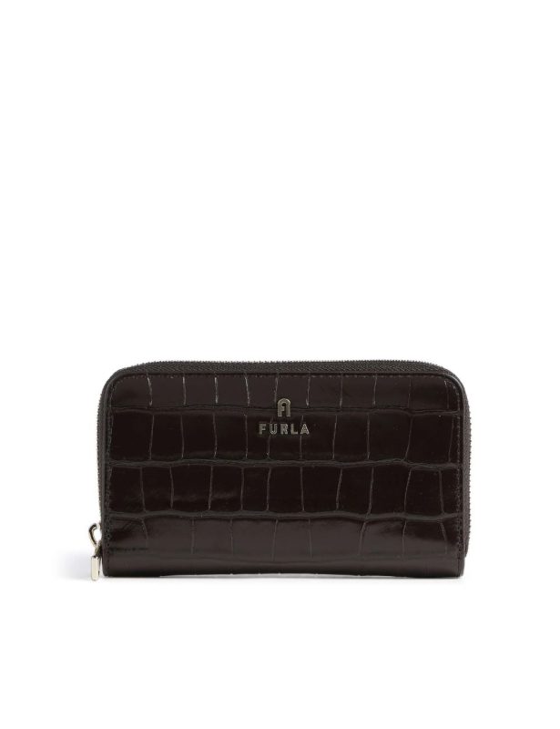 Furla Camelia Μ Croco Πορτοφόλι Καφέ